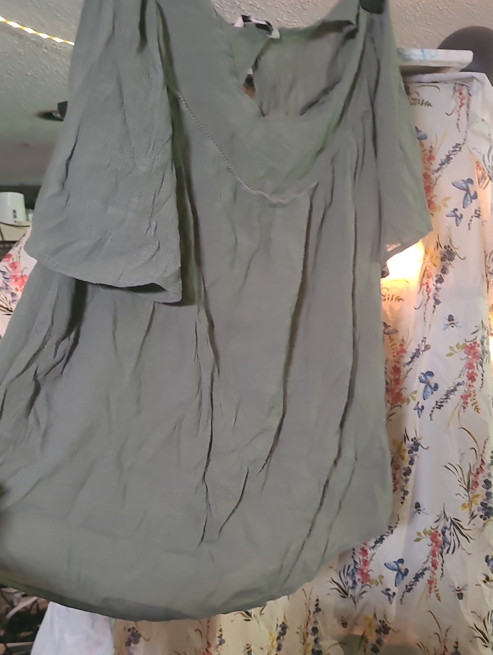 Nanette Lepore Olive Green Peasant Blouse